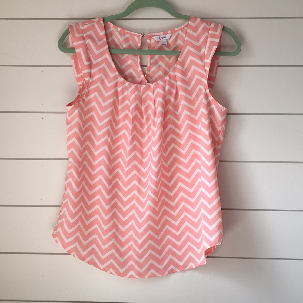 Candies M Pink Chevron Cap Sleeve Top